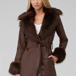 Show Me Your Mumu Faux Leather Fur Trim Coat Medium Missing Belt
